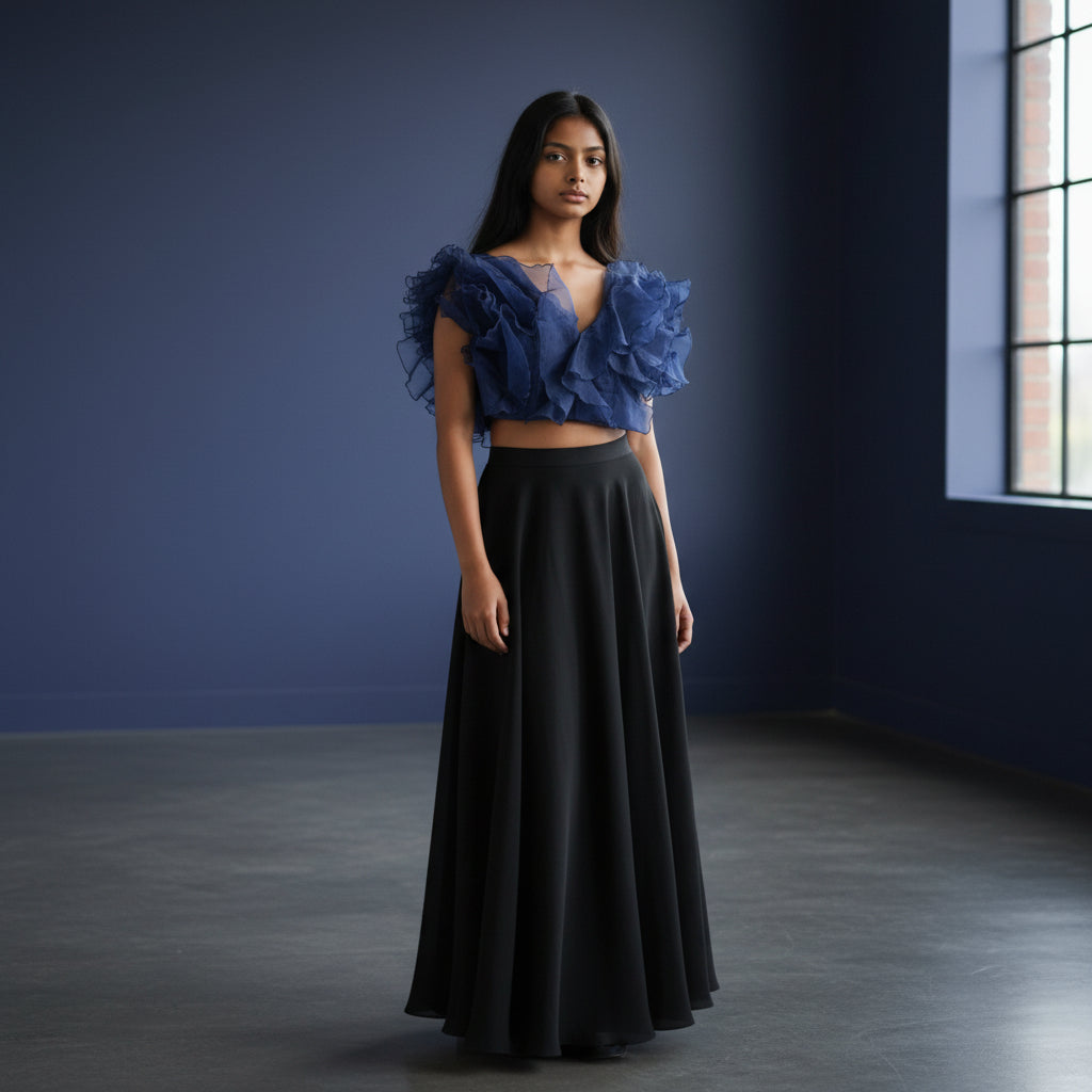 Organza Multi-Layer Ruffle Designer Blouse