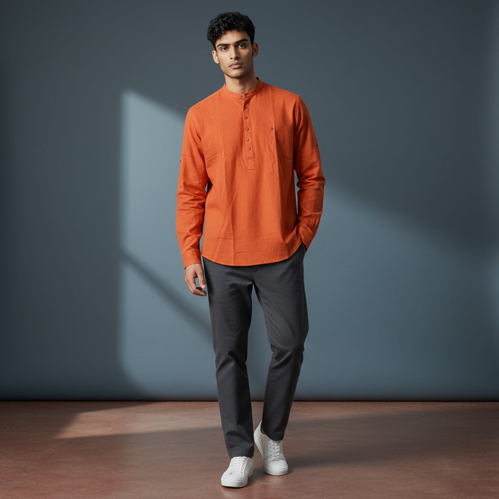 Linen Cotton Half Kurta Casual Wear