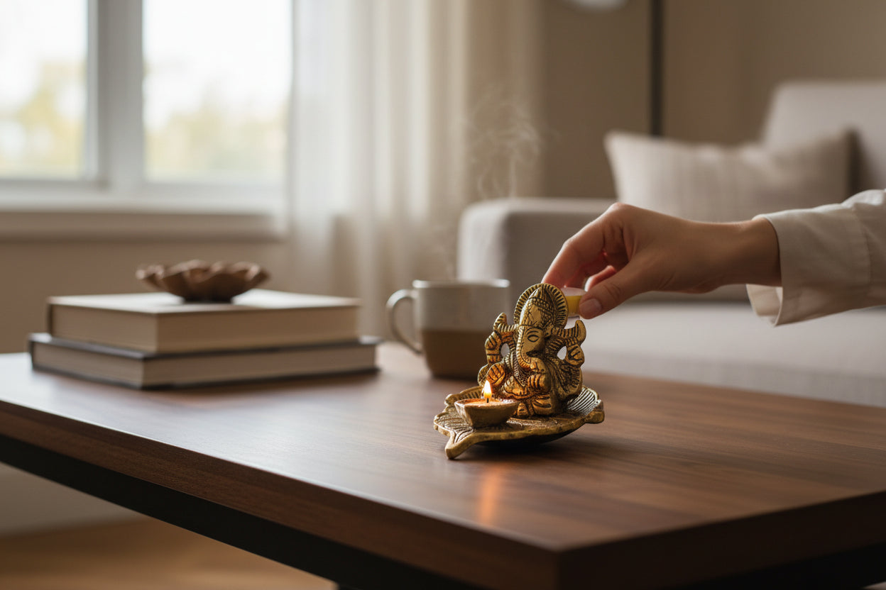 Seated Ganesha Leaf Diya