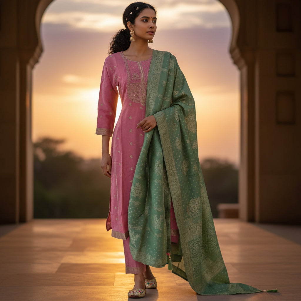 Light Silk Kurta Set for Elegant Wear