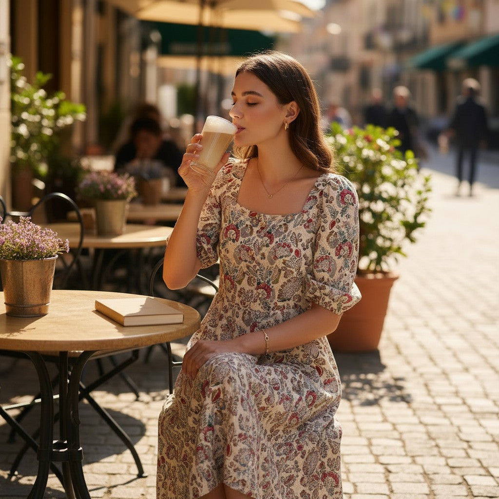 Cream Floral Maxi Dress
