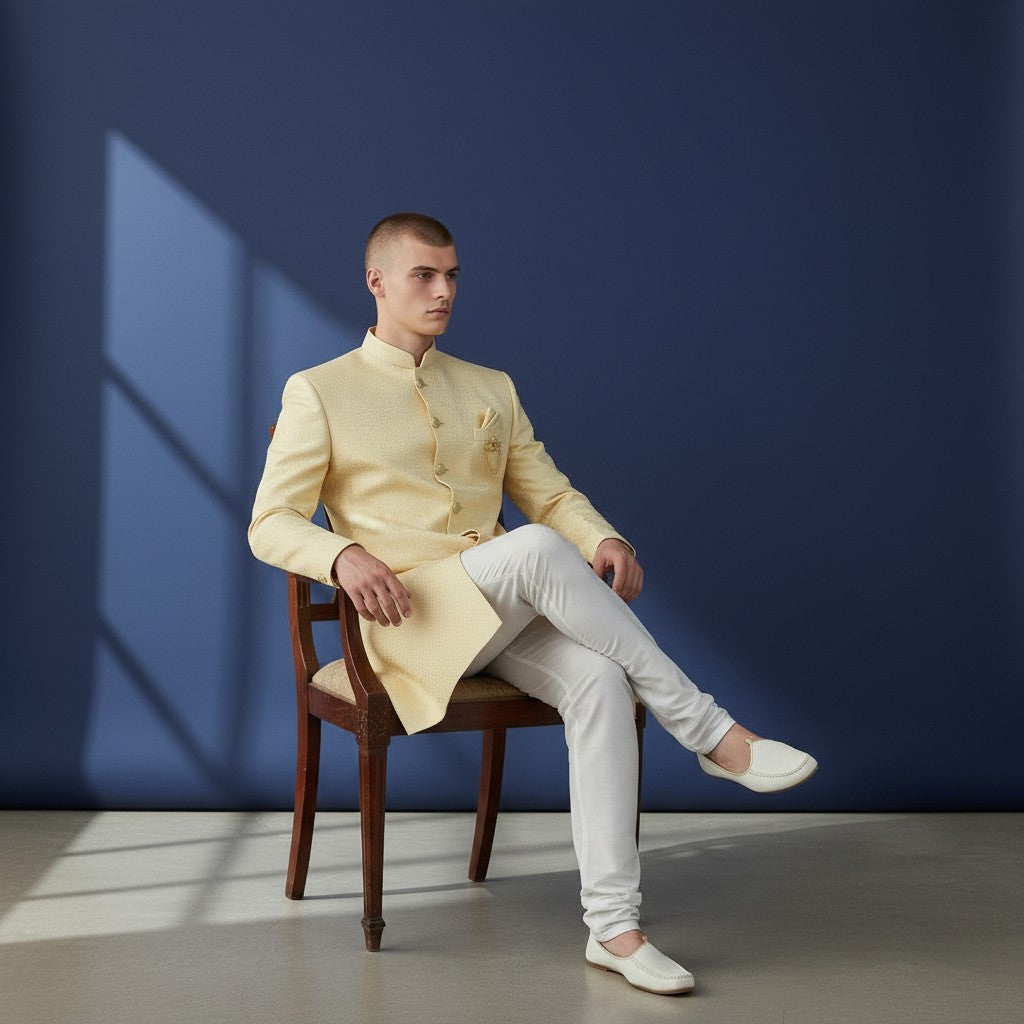 Cream Nehru Jacket - Men's Bandhgala Kurta