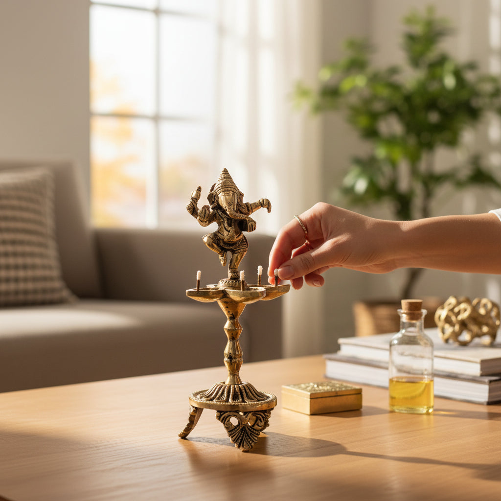 Brass Ganesha Aarti Stand