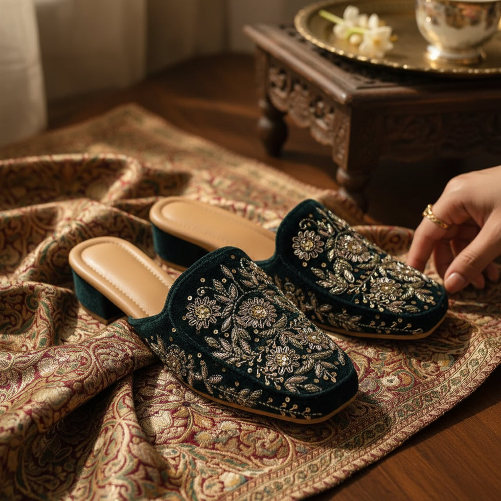 Floral Block Mules