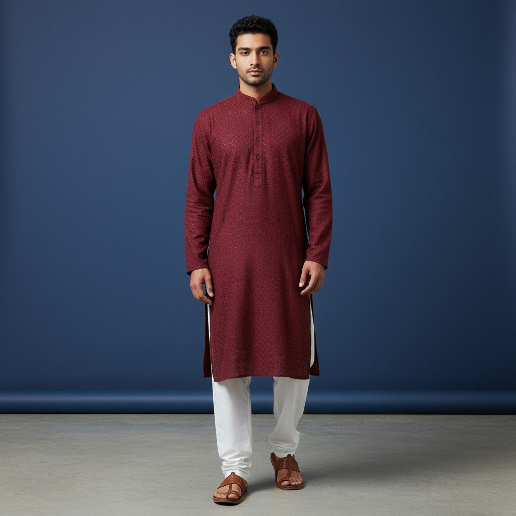 Chikankari Embroidered Sequinned Kurta Set