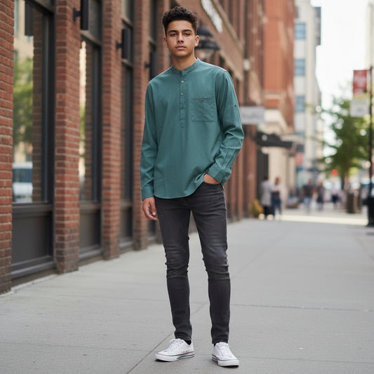 Silk Half Kurta Relaxed Fit