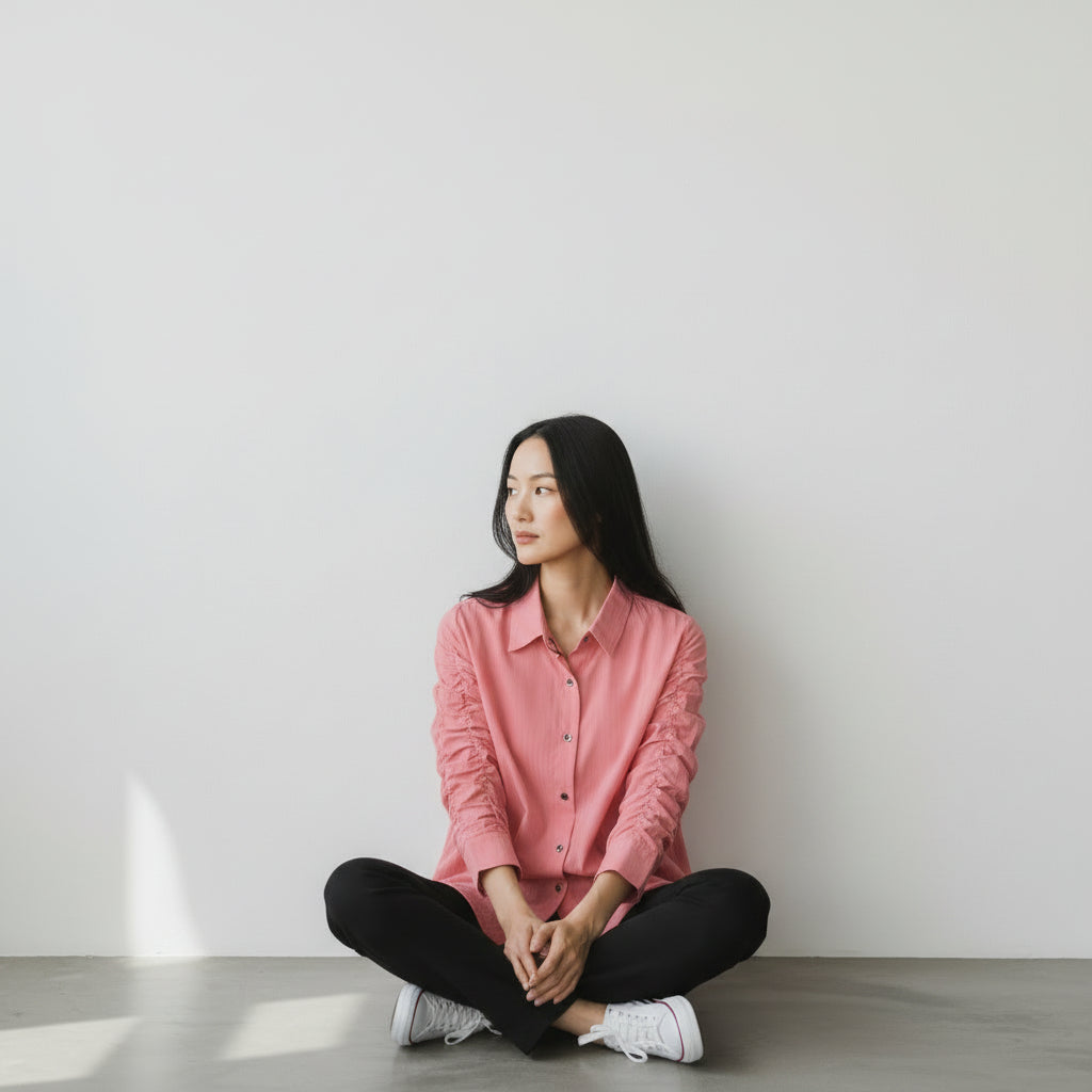 Stretchable Satin Ruched Shirt