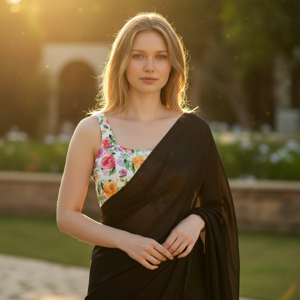 Silk Blend Floral Print Blouse