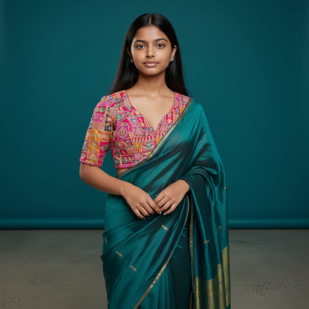 Patchwork Embroidery Blouse for Designer Wear