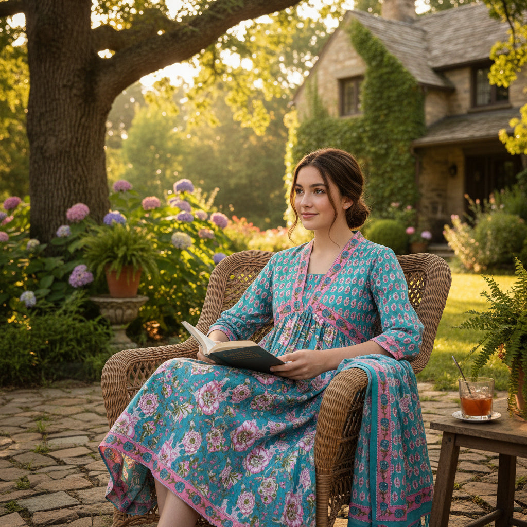Cotton Floral Print Tunic with Pants and Dupatta