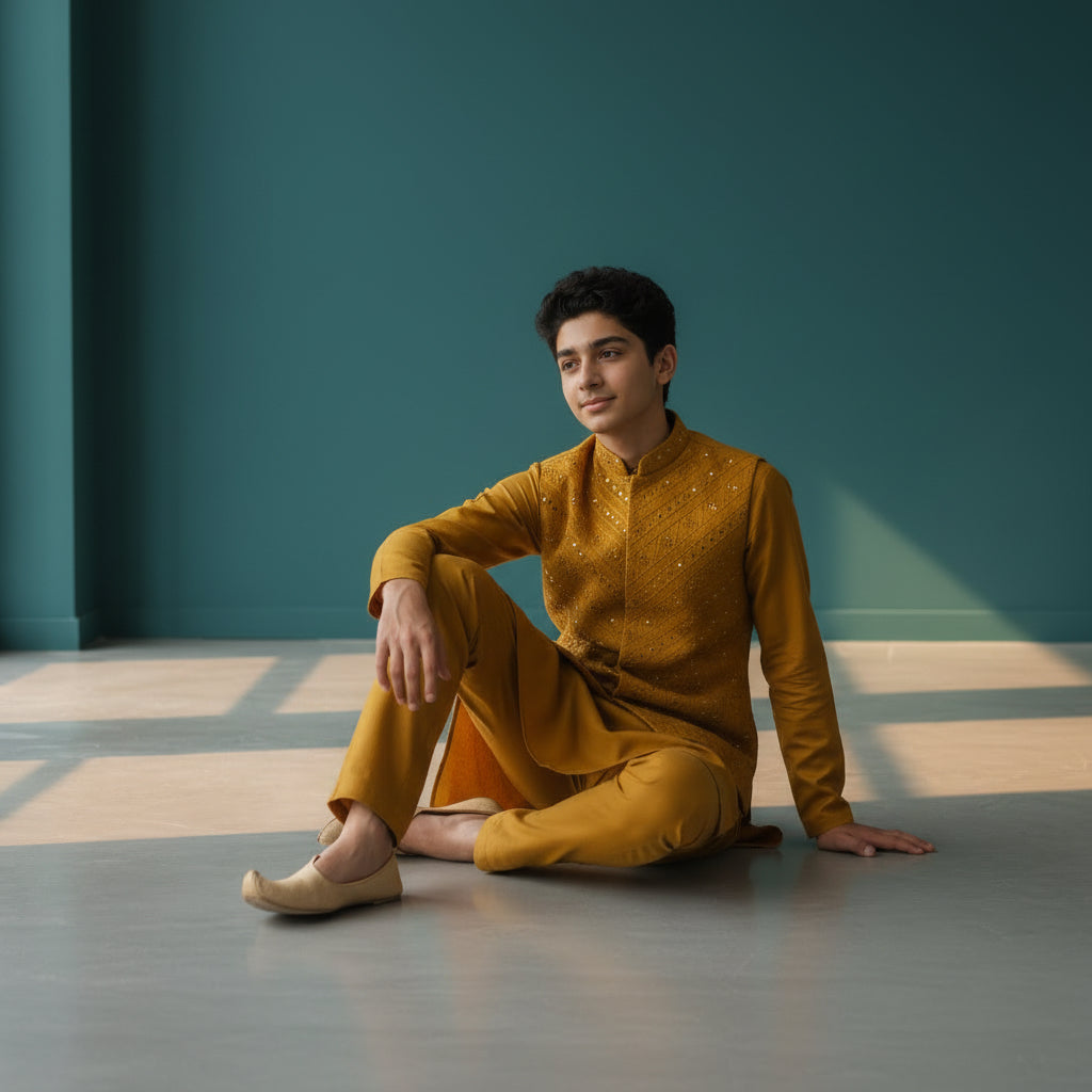 Cotton Silk Blend Kurta Set 3 Piece