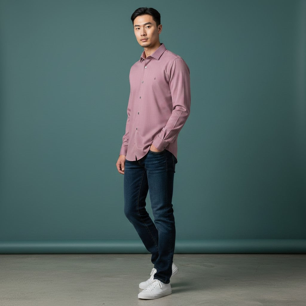 Men's Mauve Button-Up Shirt