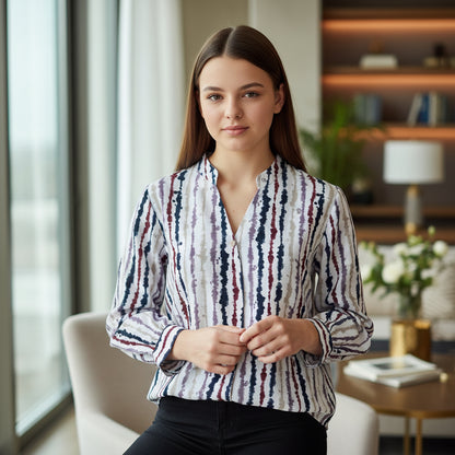 Linen Cotton Blend V-neck Tunic