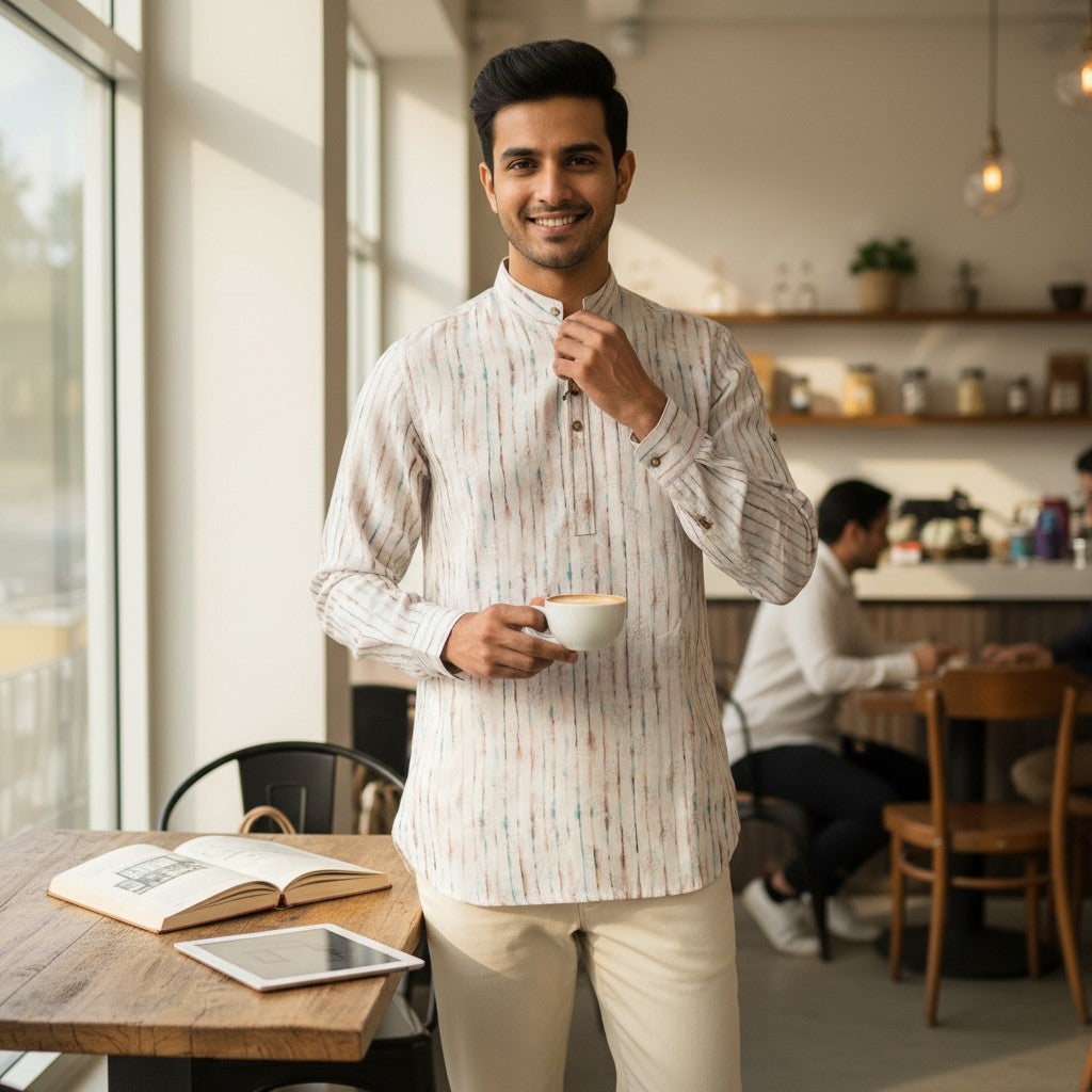 Funky Men's Half Kurta