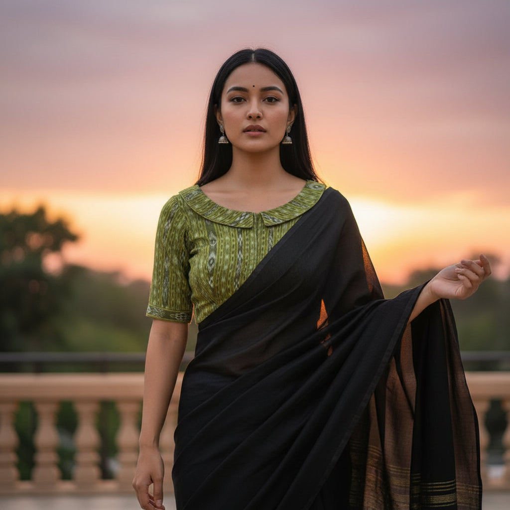 Ikat Print Cotton Blouse