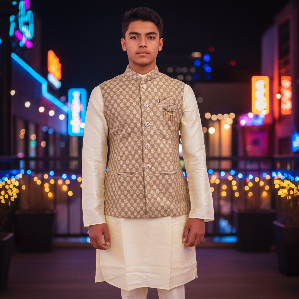 Men's 3 Piece Kurta Set - Light Green