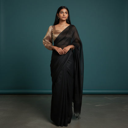 Sheer Organza Puff Sleeve Designer Blouse