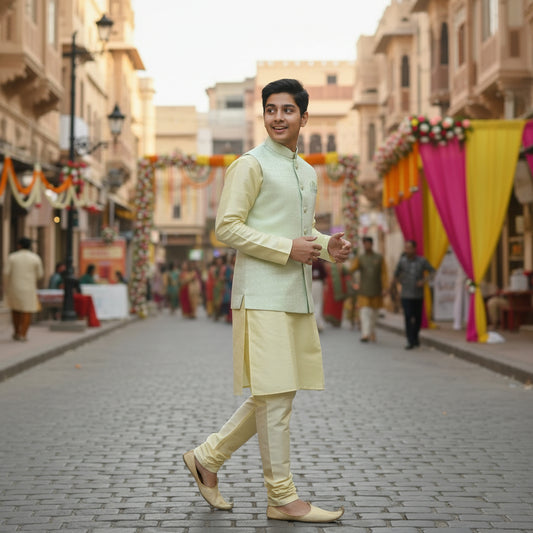 Cotton Silk Blend Kurta Set 3 Piece