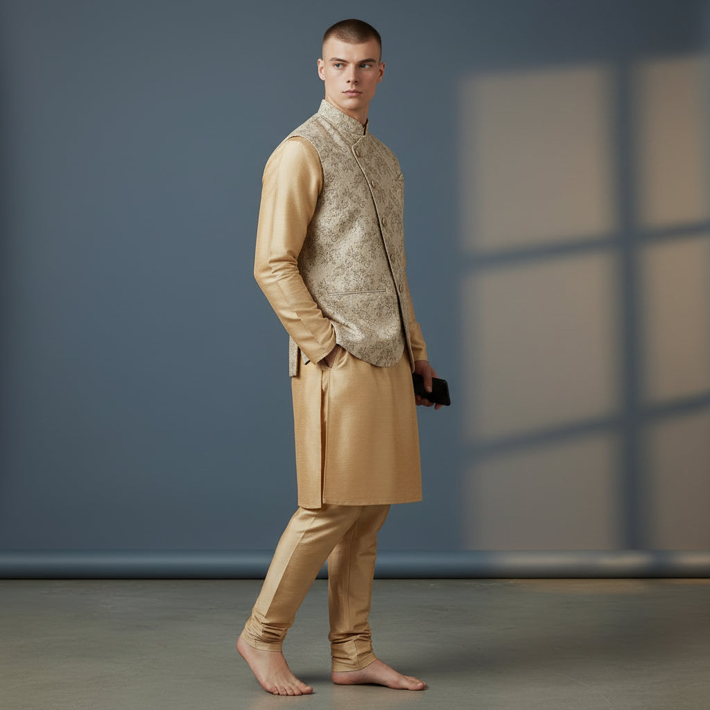 Cotton Silk Blend Kurta Set 3 Piece