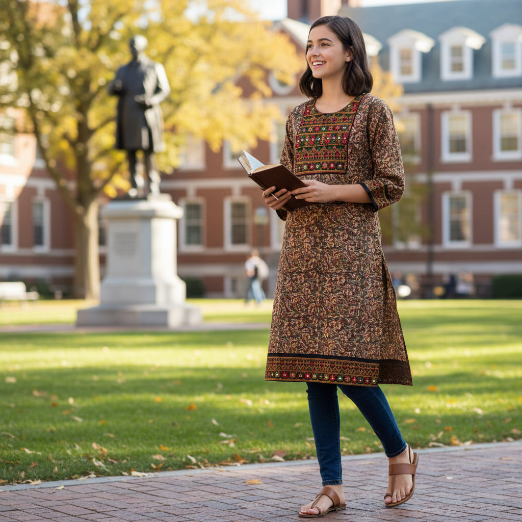 Cotton Kurta Floral Paisley Print Traditional Everyday Wear