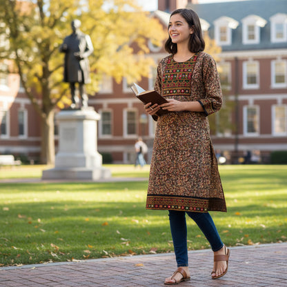 Cotton Kurta Floral Paisley Print Traditional Everyday Wear
