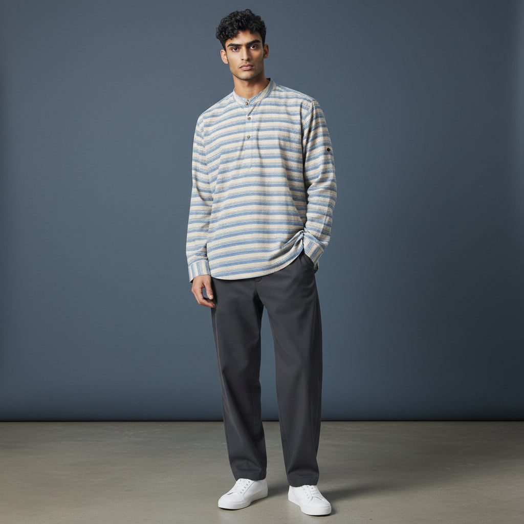 Linen Cotton Half Kurta Striped
