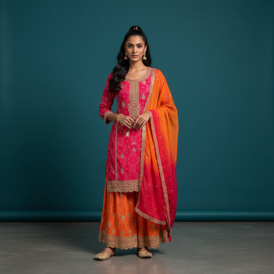Raw Silk Sharara Set for Elegant Events