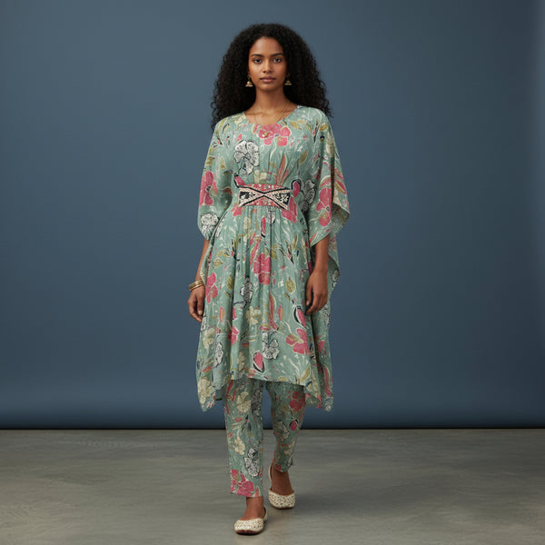 Floral Print Kaftan-Style Set
