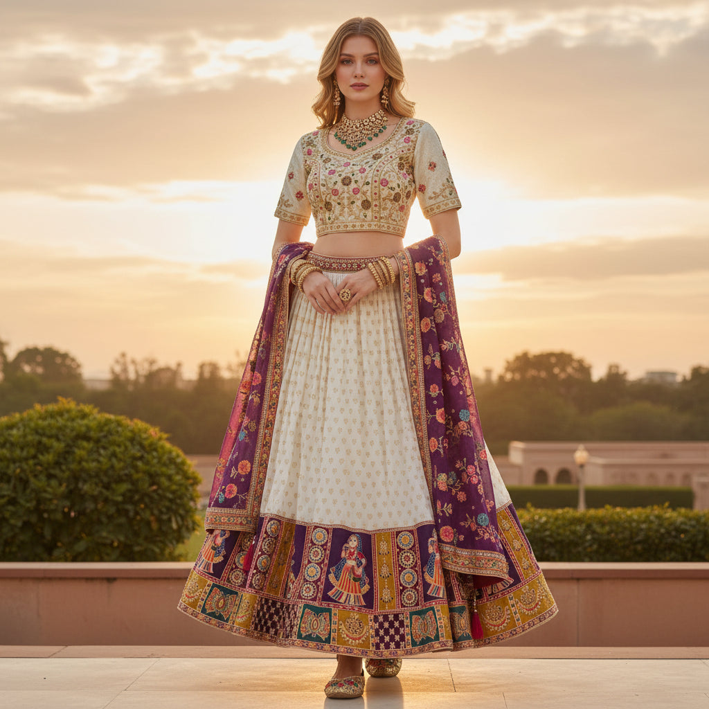 Embroidered Fabric Lehenga for Festive Events