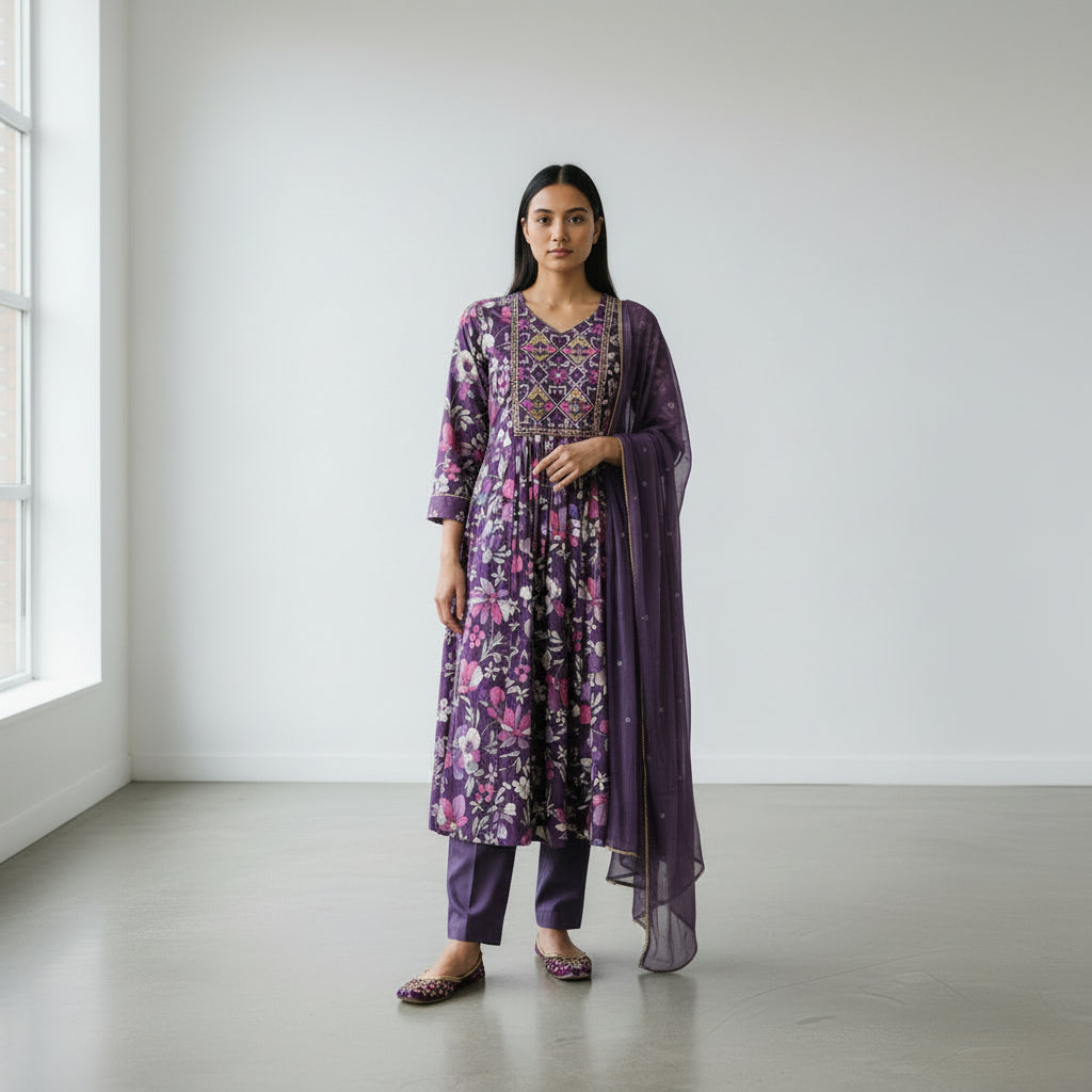 Cotton Floral Print Kurta Set