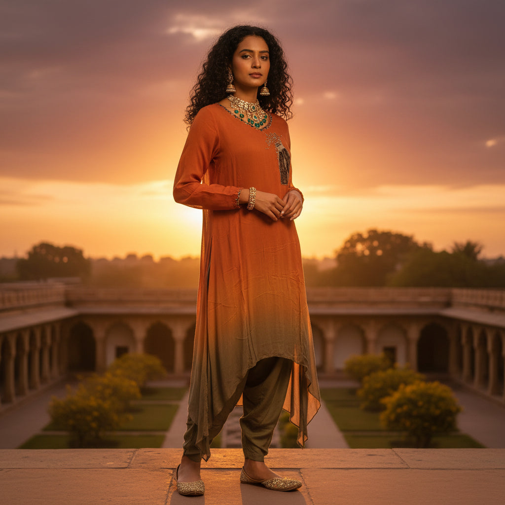 Chiffon Georgette Ombre Tunic Set