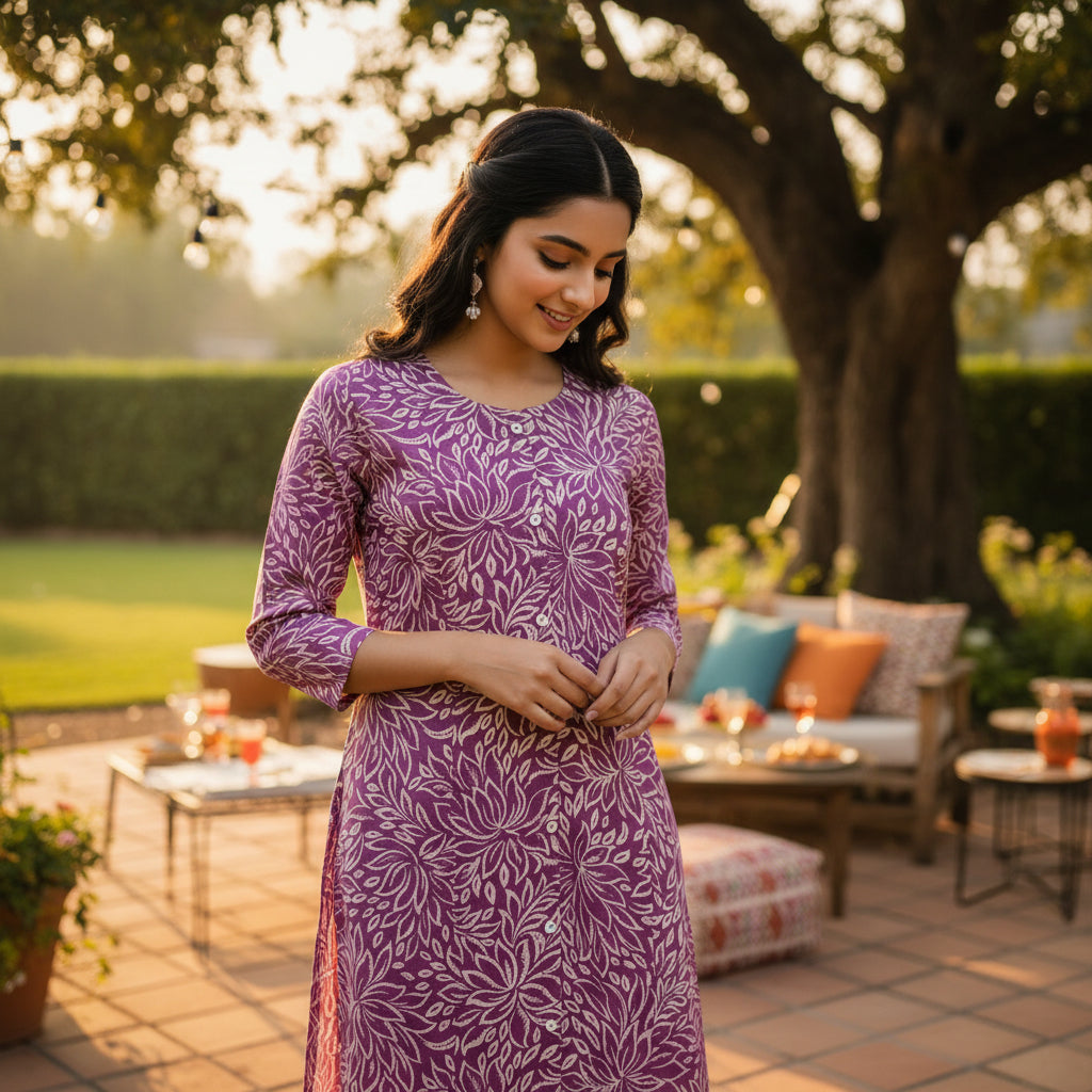 Lotus Leaf Print Tunic Co-ord Set