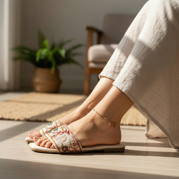 Embroidered Slide Sandals