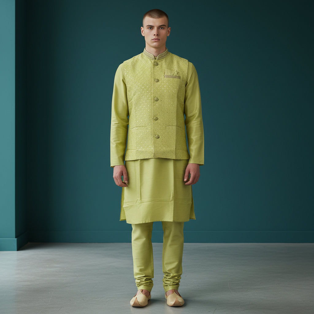 Cotton Silk Blend Kurta Set Three Piece