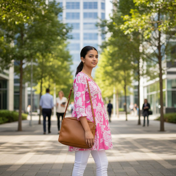 Pale Rose Pink Floral Anarkali Tunic