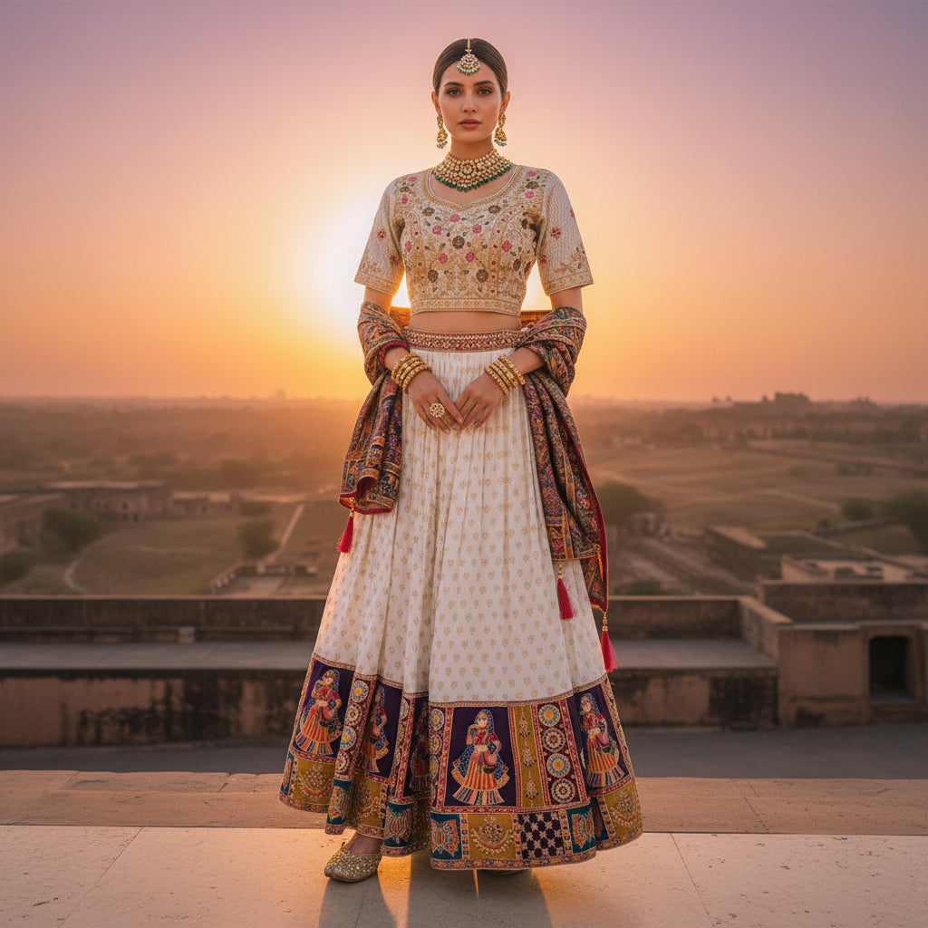 Embroidered Fabric Lehenga for Festive Events