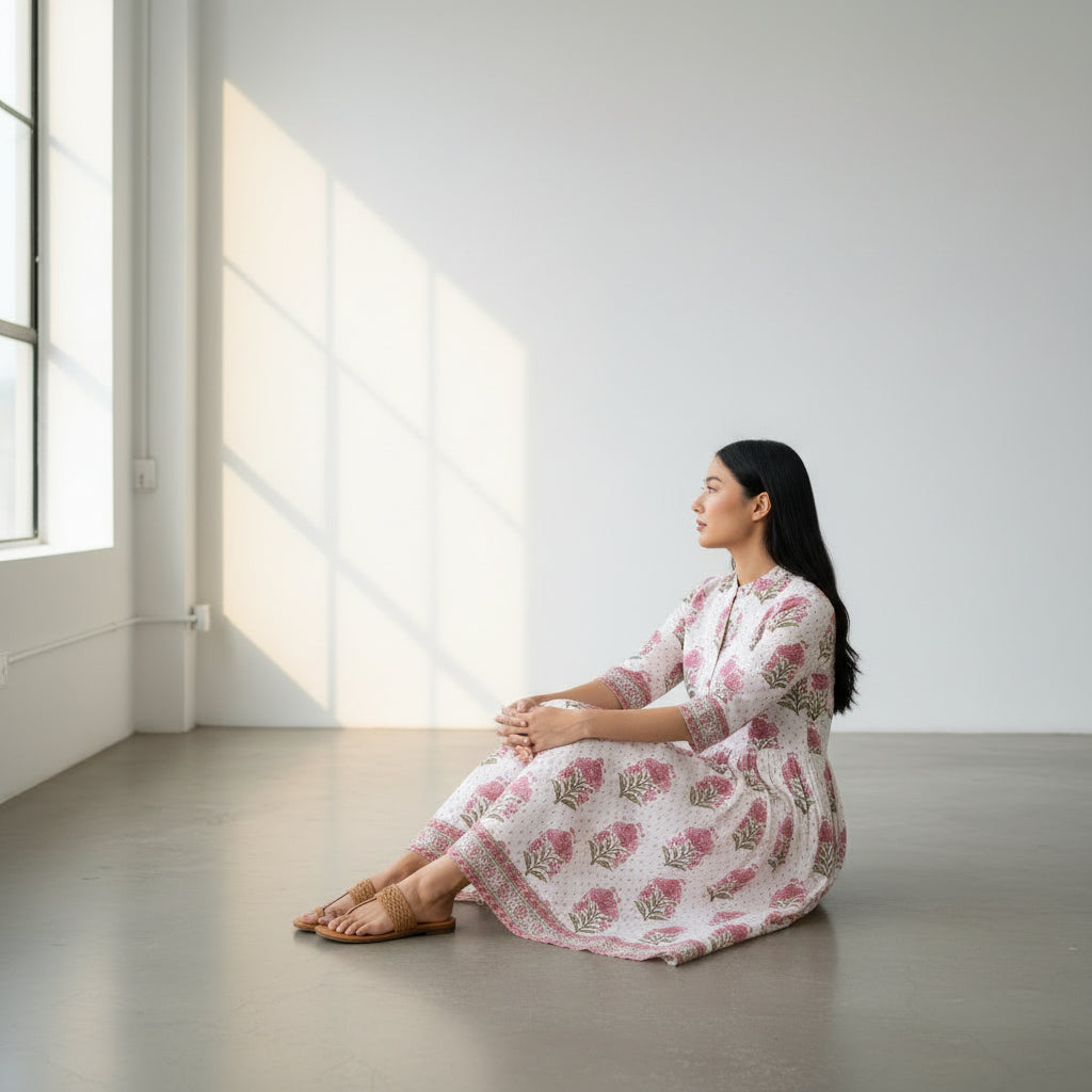 Rose Pink Floral Frock