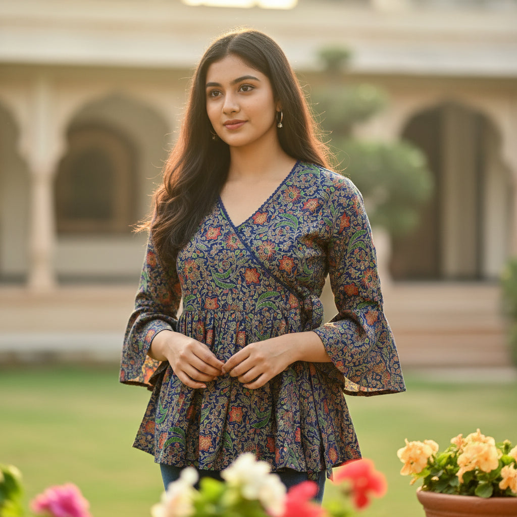 Cotton Voile Angrakha Wrap Tunic