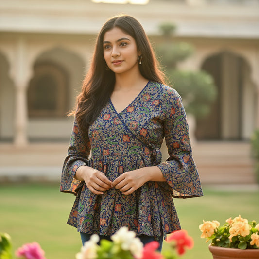 Cotton Voile Angrakha Wrap Tunic