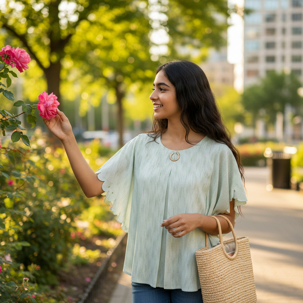 Lightweight Pleated Chiffon Tunic