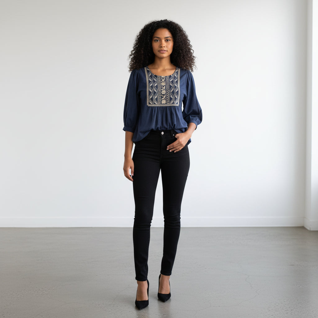 Thread Embroidered Top
