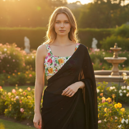 Silk Blend Floral Print Blouse