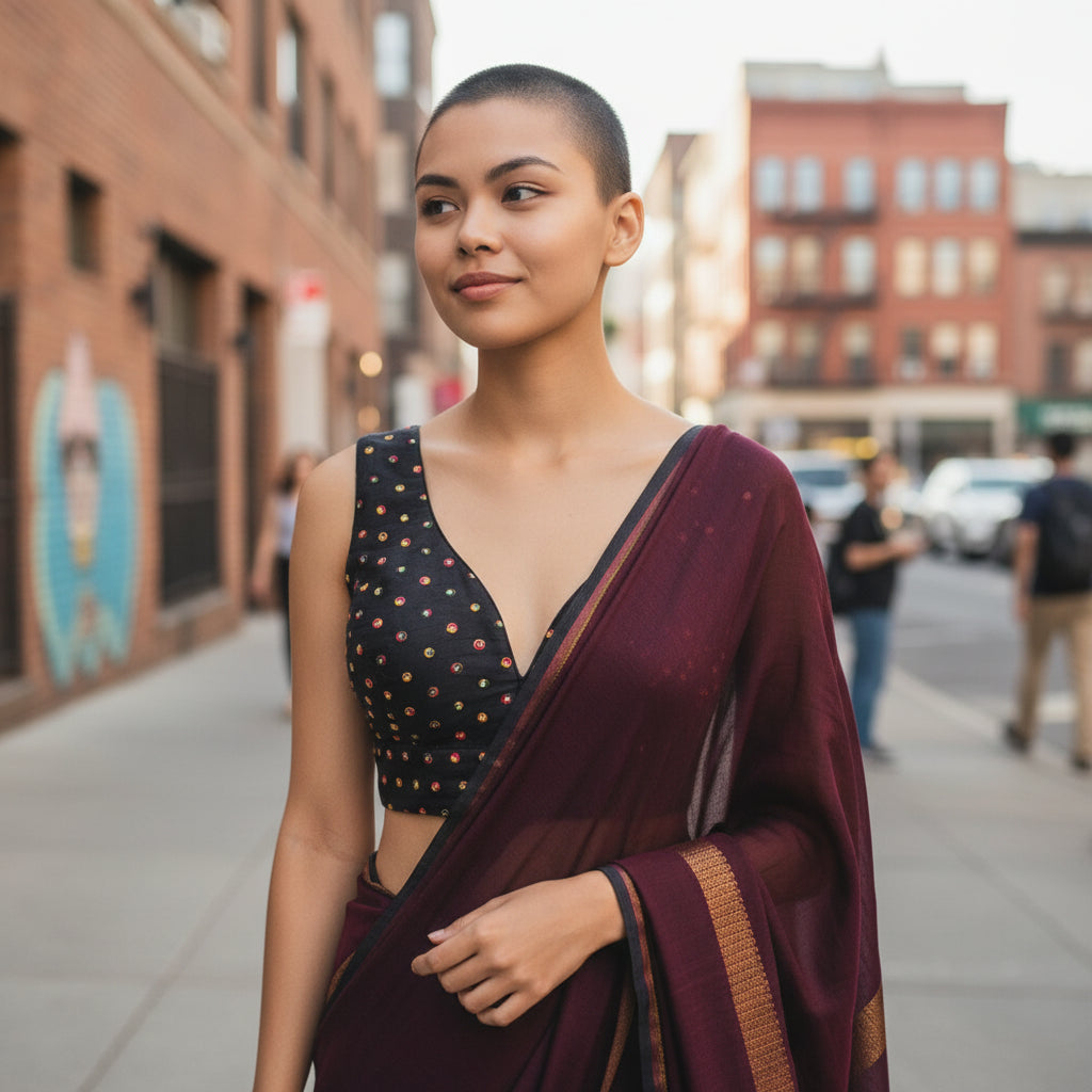 Silk Blend V-Neck Blouse