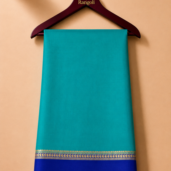 Mysore Pure Silk Saree Teal with Blue Border