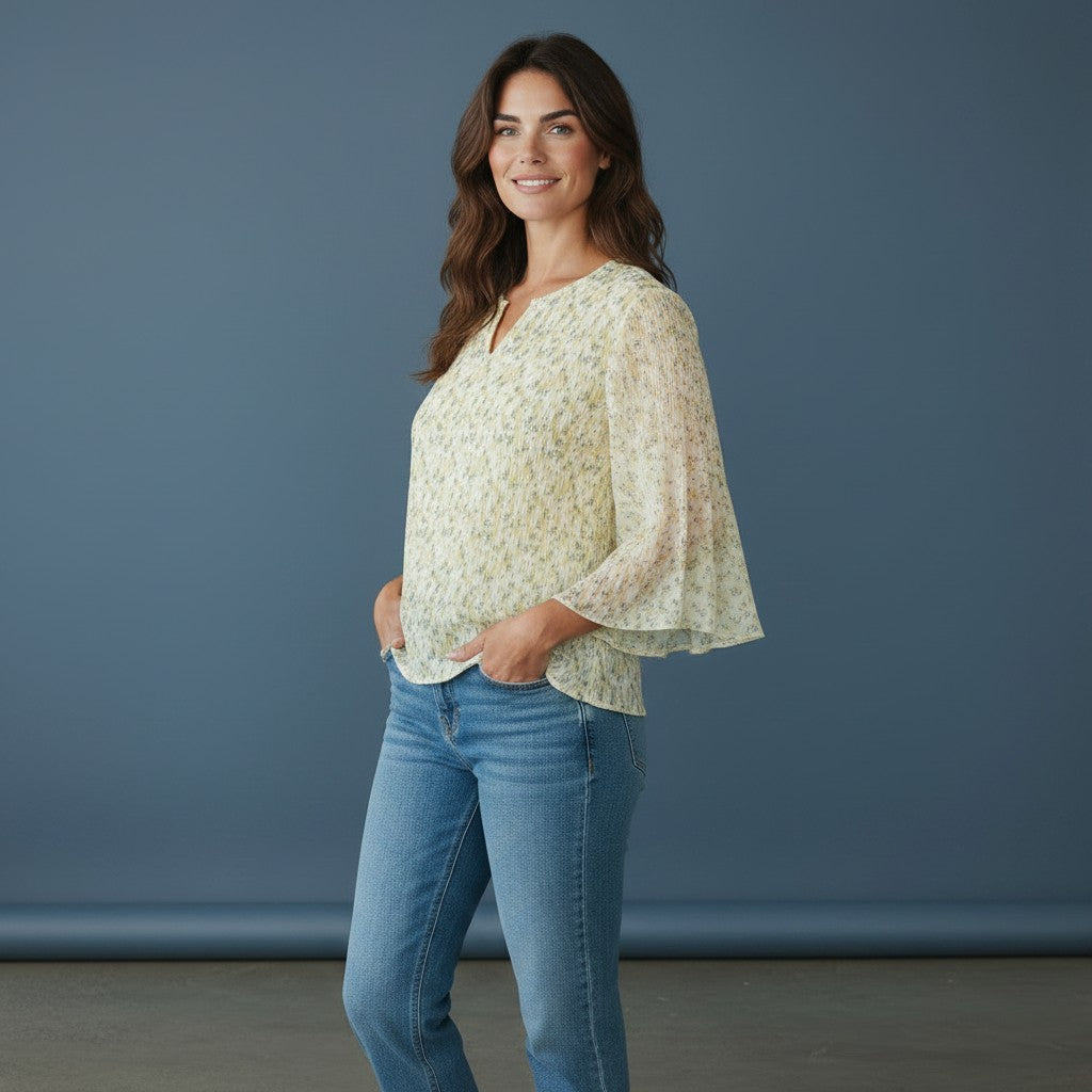 Crinkled Floral print Top