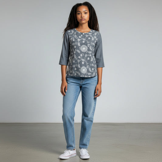 Cotton Blend All Over Vine Tunic