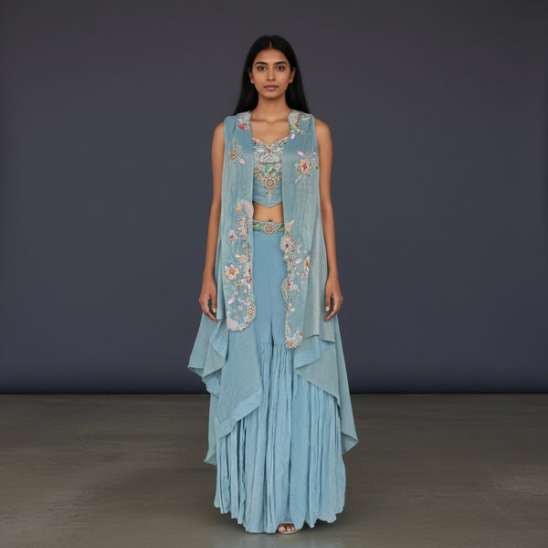 Crepe Silk 3-Piece Sharara Set for Comfort