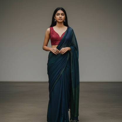 Silk Blend V-Neck Blouse