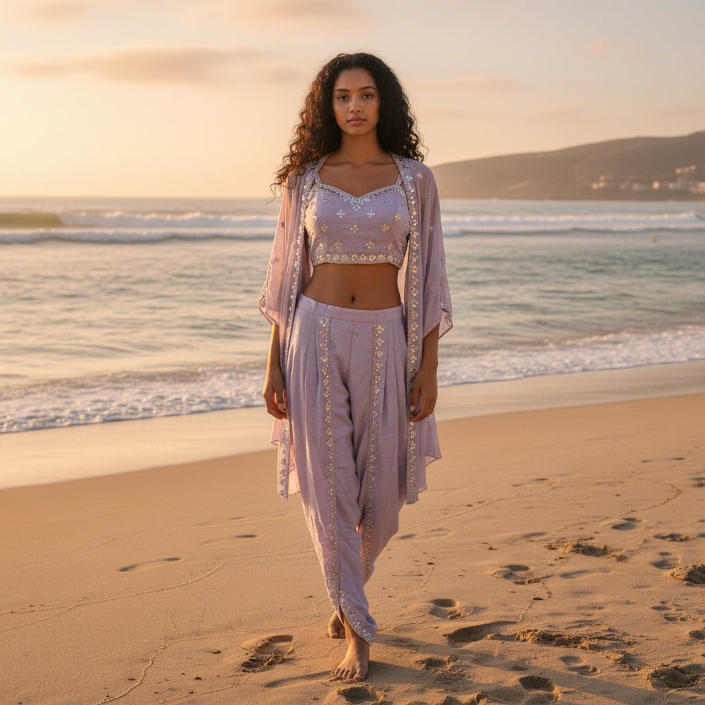 Art Silk Crepe Dhoti Set