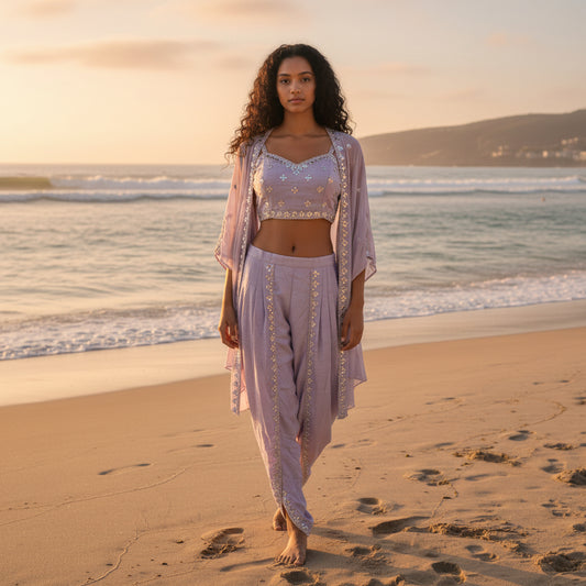 Art Silk Crepe Dhoti Set